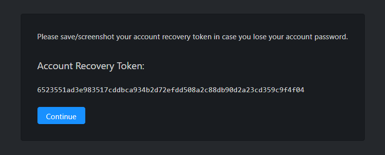 Account Recovery Token